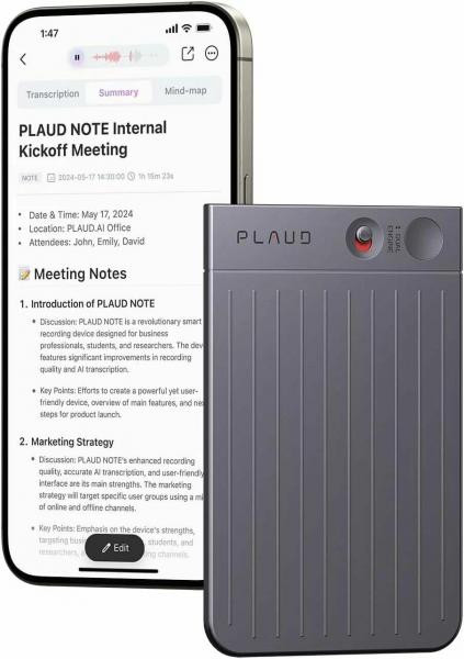 Plaud Note ChatGPT AI Voice Recorder, Black