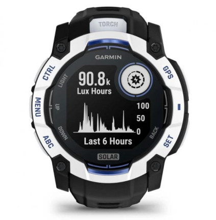 Garmin Instinct 3 (50 ��), Solar Whitestone with Black/Bolt Blue Silicone