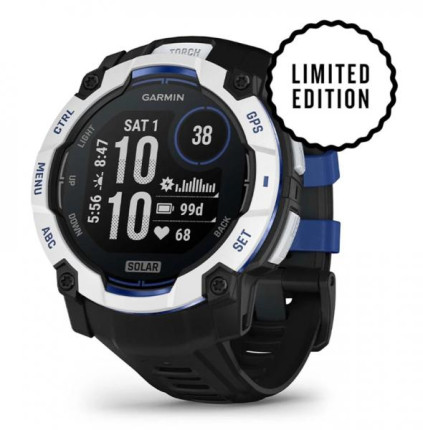 Garmin Instinct 3 (50 ��), Solar Whitestone with Black/Bolt Blue Silicone