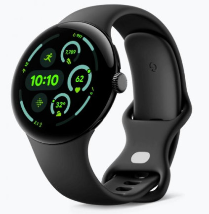 Google Pixel Watch 3 (45mm), Matte Black Case/Obsidian Active Band