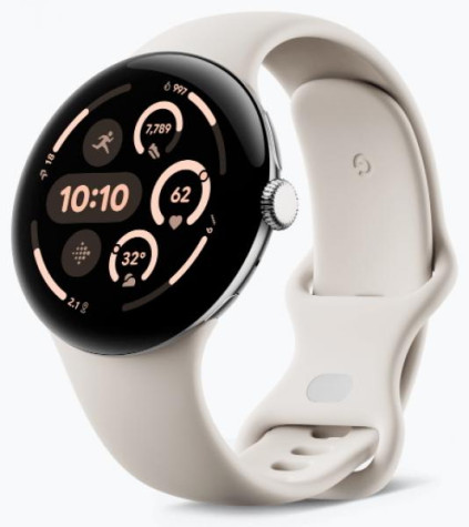 Google Pixel Watch 3 (41mm), Polished Silver Aluminum case / Porcelain Active Band