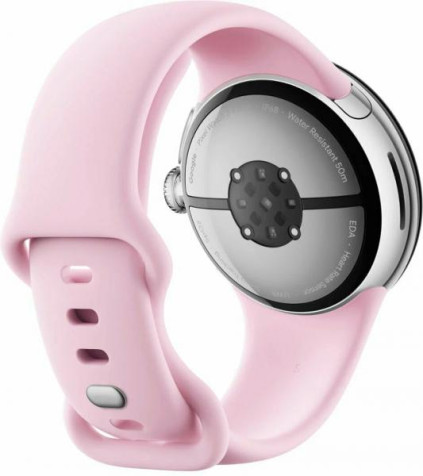 Google Pixel Watch 3 (41mm), Polished Silver Case/Rose Quartz Active Band